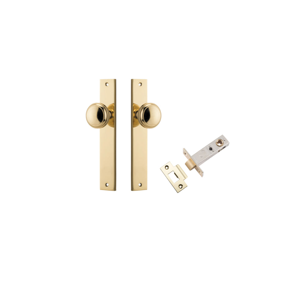 Door Knob Paddington Rectangular Latch Polished Brass H240xW38xP68mm Passage Kit Tube Latch Split Cam 'T' Striker Polished Brass Backset 60mm in Polished Brass