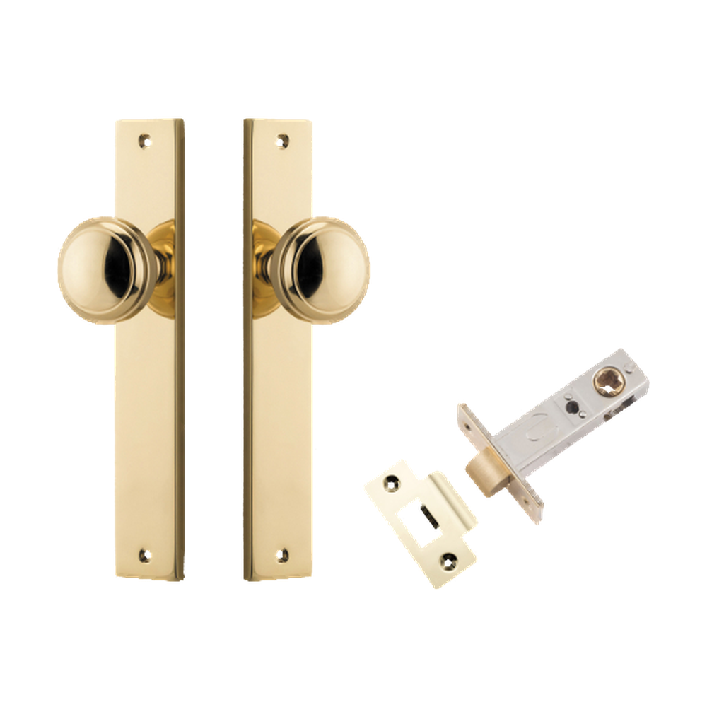 Door Knob Paddington Rectangular Latch Polished Brass H240xW38xP68mm Passage Kit Tube Latch Split Cam 'T' Striker Polished Brass Backset 60mm in Polished Brass
