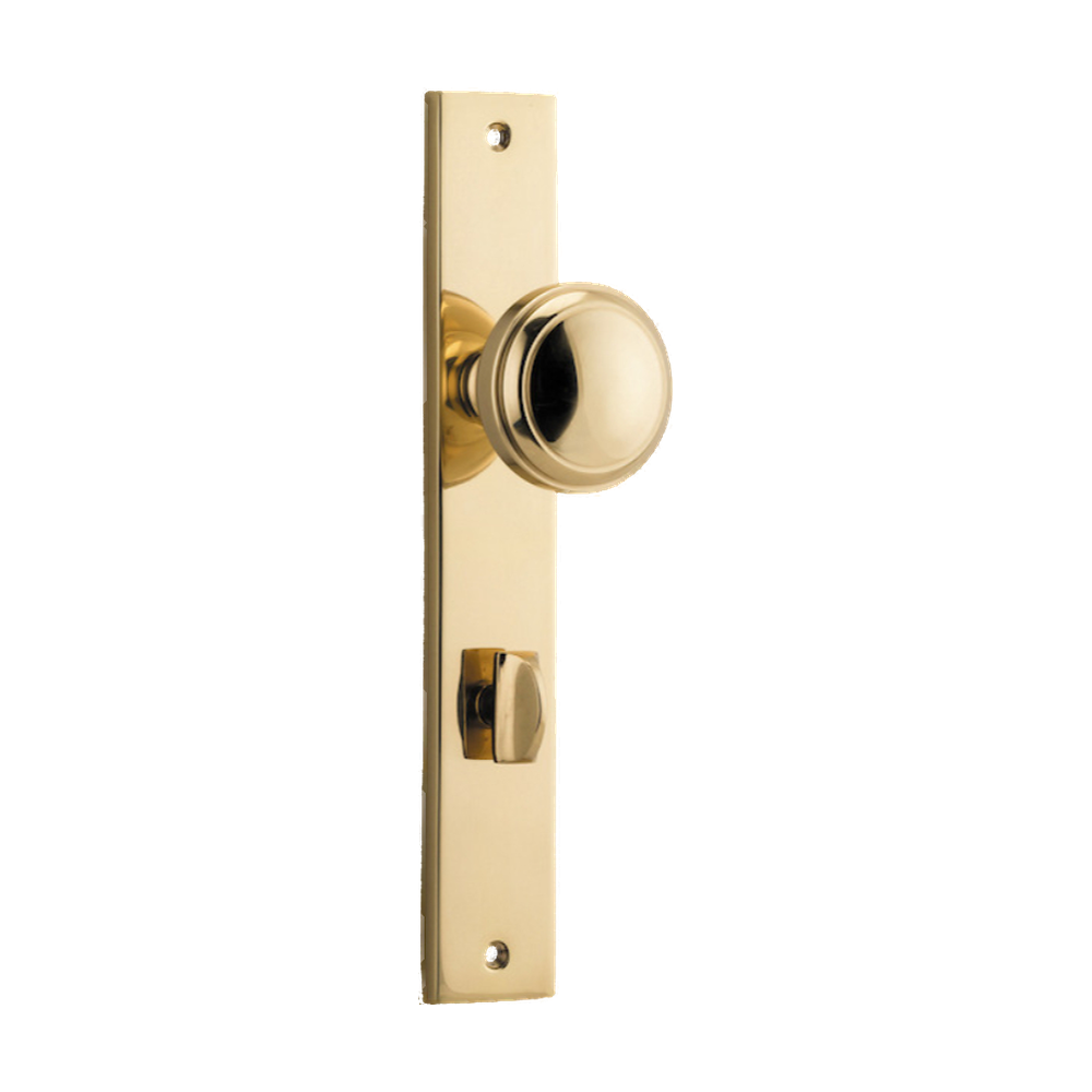 Door Knob Paddington Rectangular Privacy Polished Brass CTC85mm H240xW38xP68mm in Polished Brass
