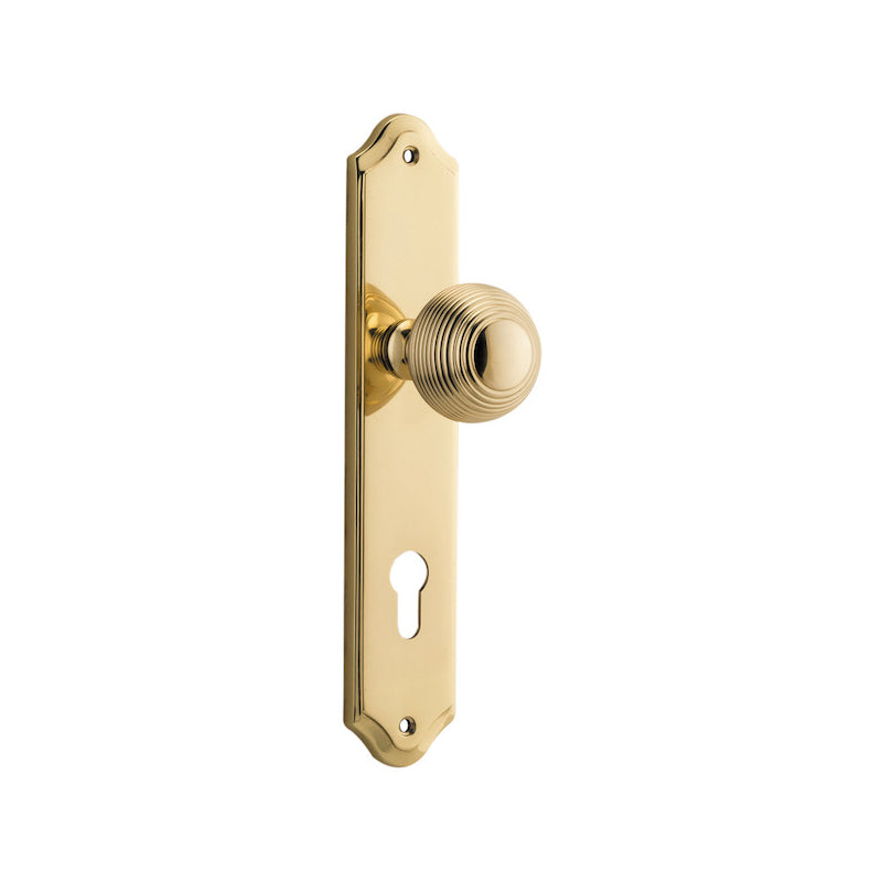 Door Knob Guildford Shouldered Euro Polished Brass CTC85mm H240xW50xP60mm in Polished Brass