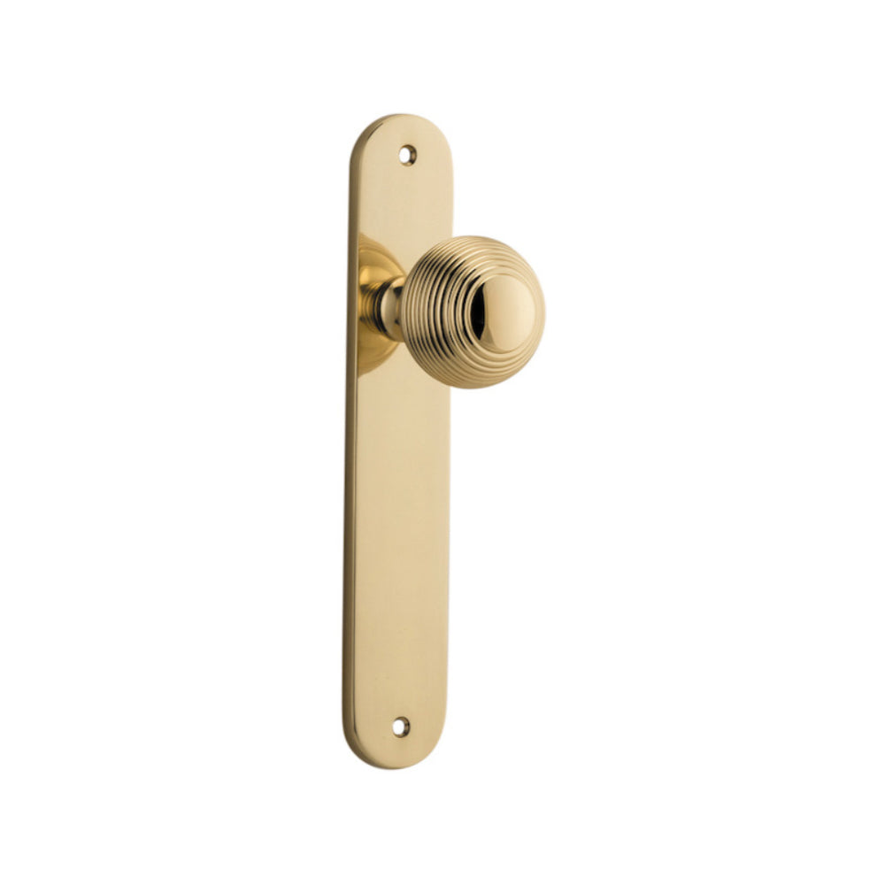 Door Knob Guildford Oval Latch Polished Brass H240xW40xP60mm in Polished Brass