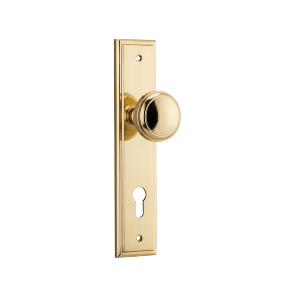 Door Knob Paddington Stepped Euro Polished Brass CTC85mm H240xW50xP68mm in Polished Brass