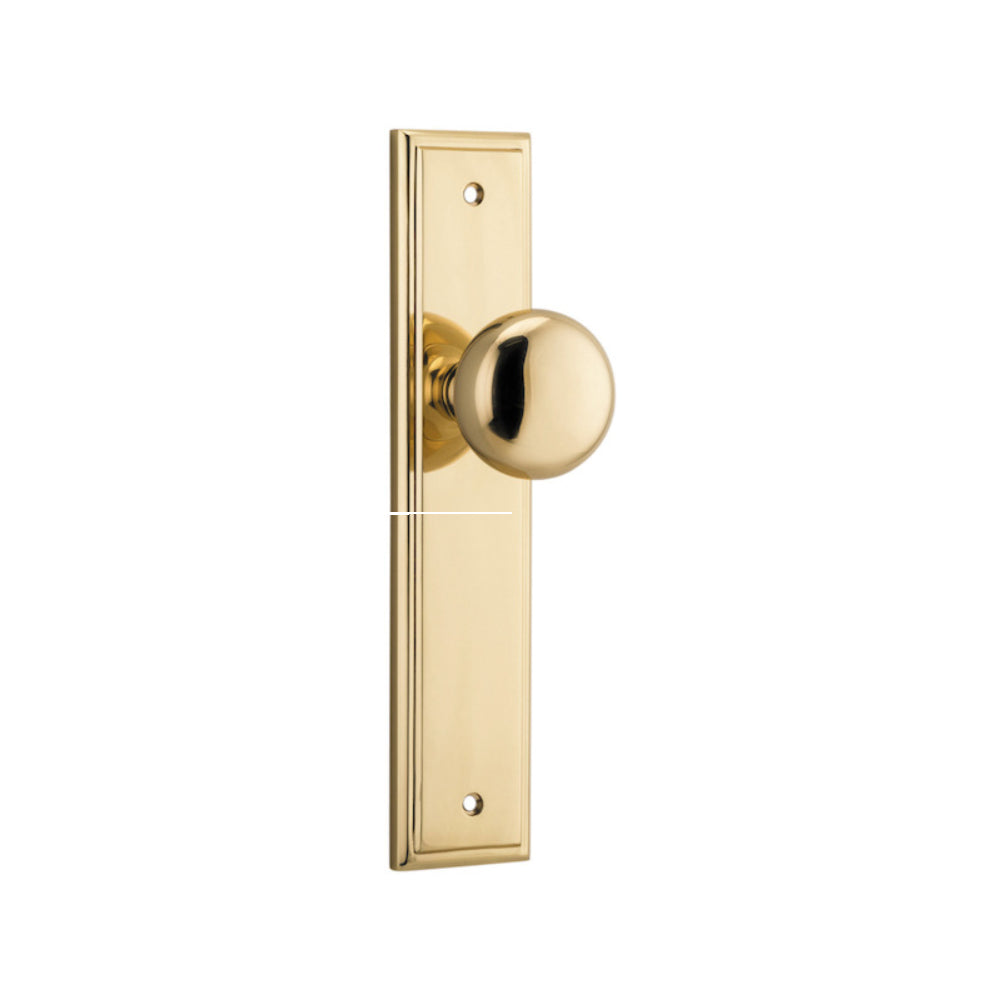 Door Knob Cambridge Stepped Latch Polished Brass H237xW50xP67mm in Polished Brass