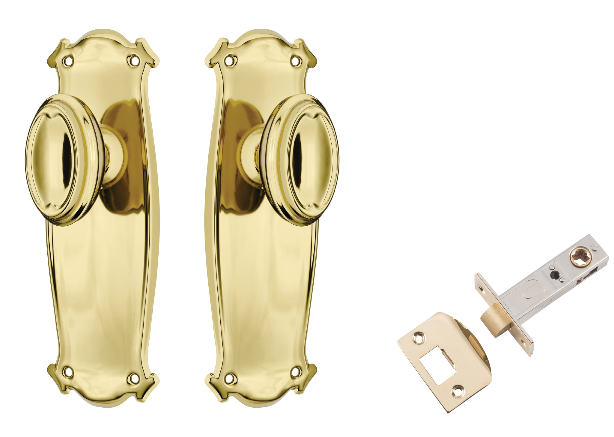 Door Knob Bungalow Polished Brass Passage Set in Polished Brass