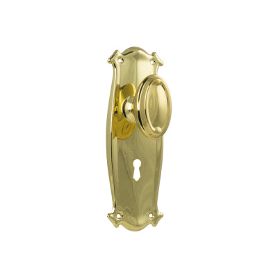 Door Knob Bungalow Lock Pair Polished Brass H197xW68xP60mm in Polished Brass