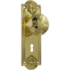 Door Knob Nouveau Lock Pair Polished Brass H188xW58xP60mm in Polished Brass