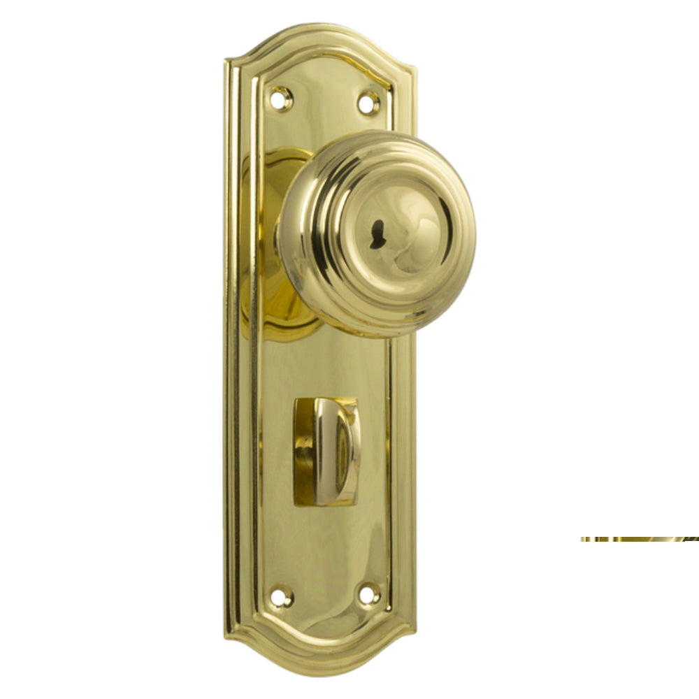 Door Knob Kensington Privacy Pair Polished Brass H175xP57xW58mm in Polished Brass