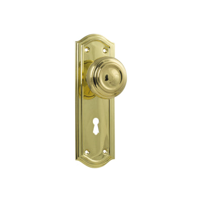 Door Knob Kensington Skeleton Key Pair Polished Brass H175xP57xW58mm in Polished Brass