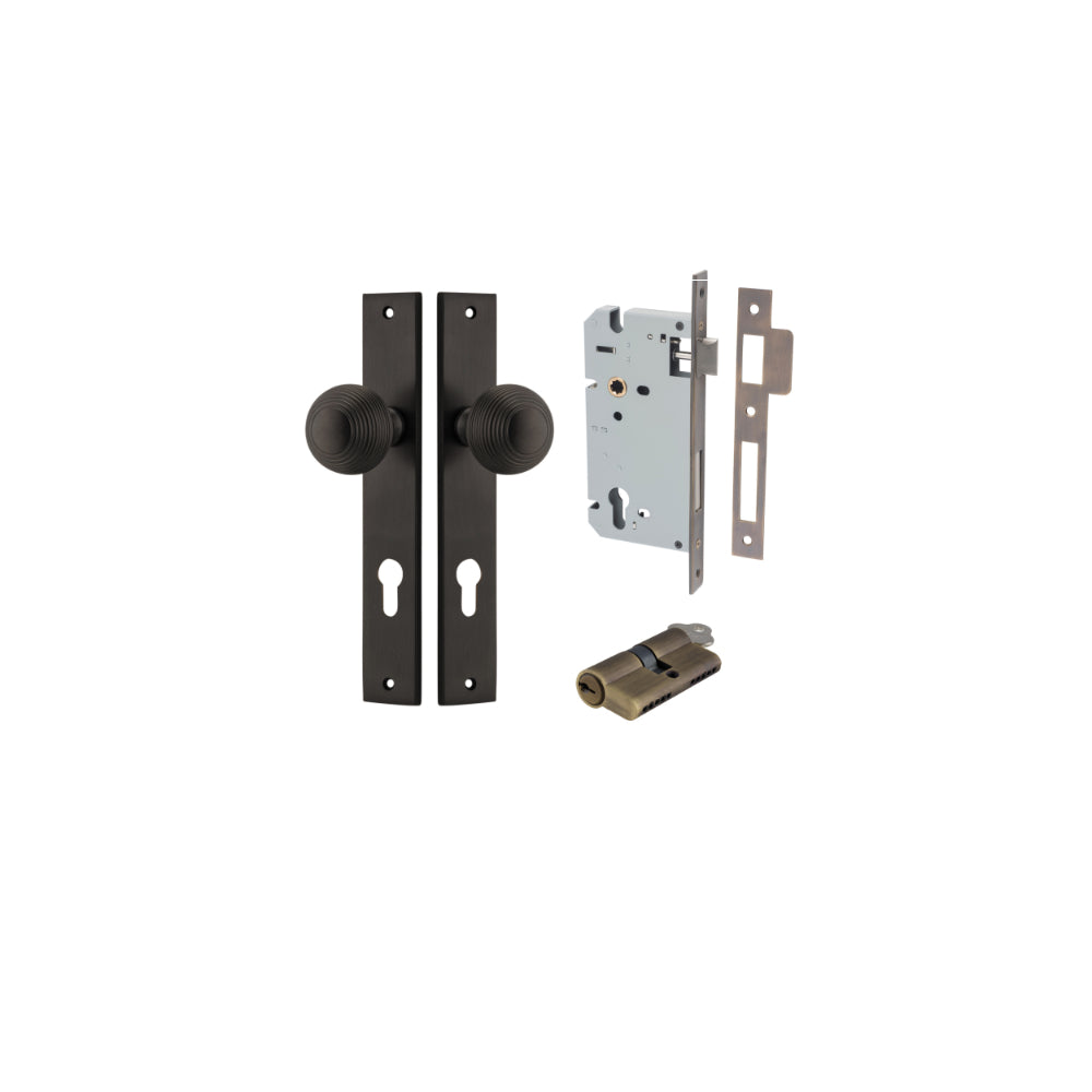 Door Knob Guildford Rectangular Euro Signature Brass CTC85mm H240xW38xP60mm Entrance Kit Mortice Lock Euro Signature Brass CTC85mm Backset 60mm, Euro Cylinder Dual Function 5 Pin Signature Brass L65mm KA1 in Signature Brass