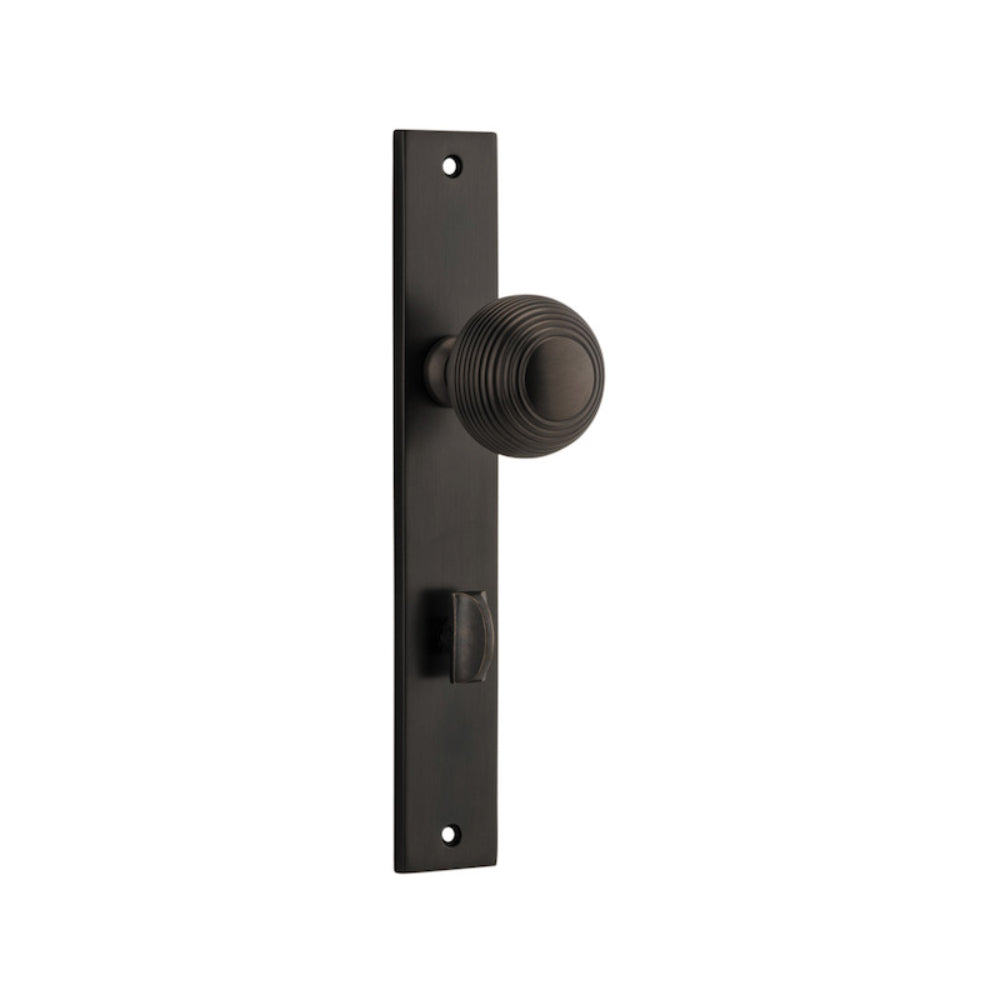 Door Knob Guildford Rectangular Privacy Signature Brass CTC85mm H240xW38xP60mm in Signature Brass