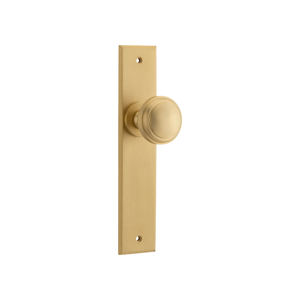 Door Knob Paddington Chamfered Latch Brushed Brass H240xW50xP63mm in Brushed Brass