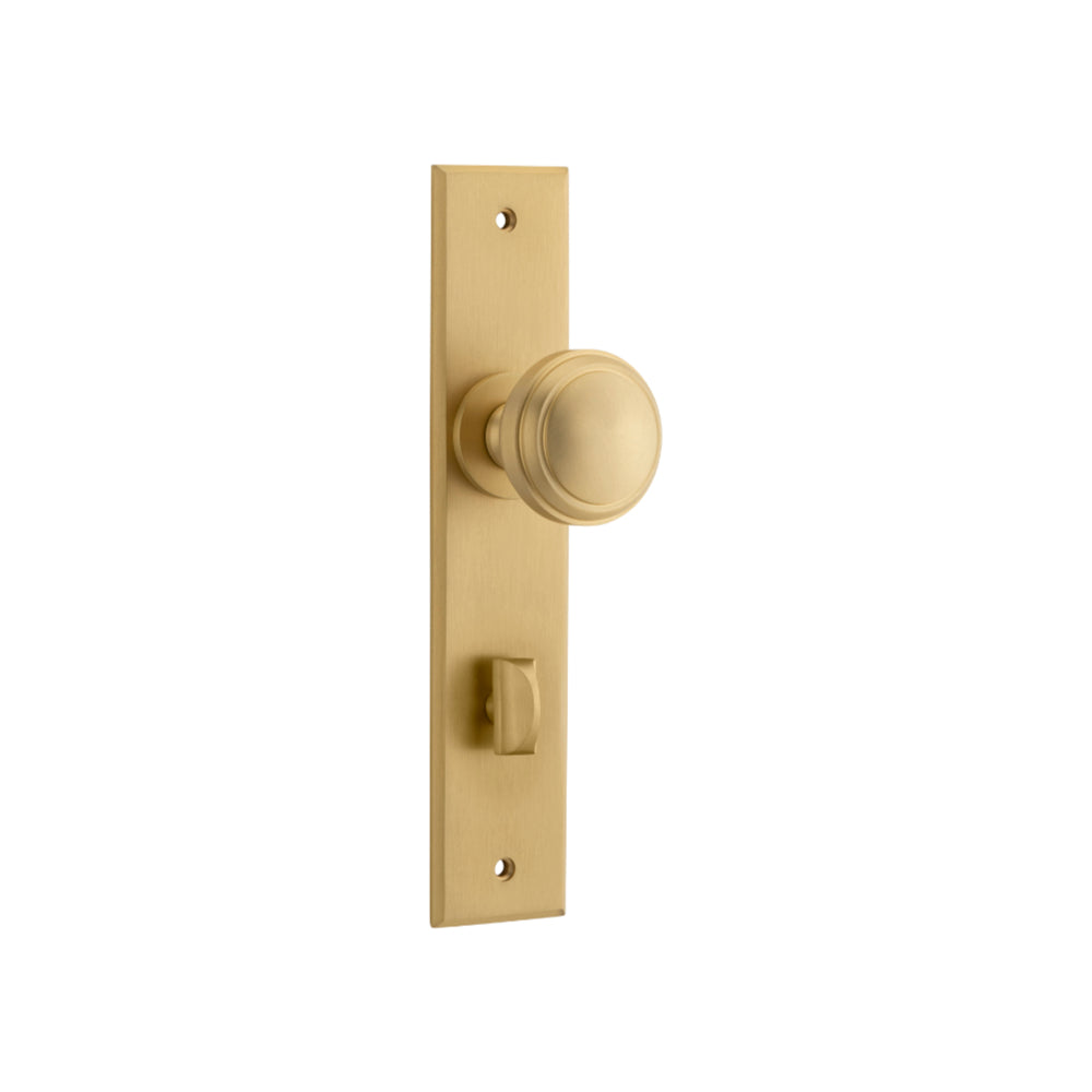 Door Knob Paddington Chamfered Privacy Brushed Brass H240xW50xP63mm in Brushed Brass
