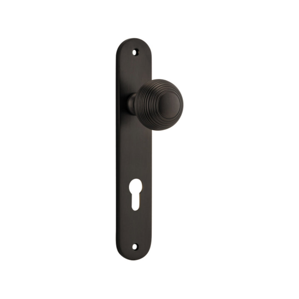 Door Knob Guildford Oval Euro Signature Brass CTC85mm H240xW40xP60mm in Signature Brass