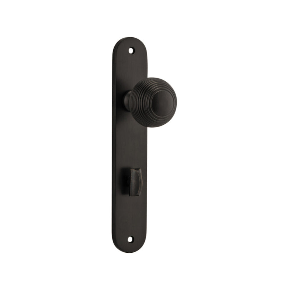 Door Knob Guildford Oval Privacy Signature Brass CTC85mm H240xW40xP60mm in Signature Brass
