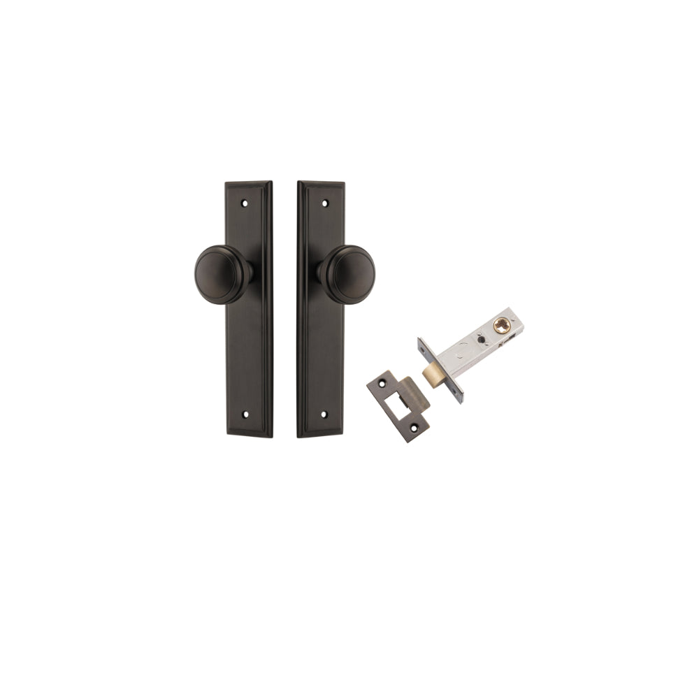 Door Knob Paddington Stepped Latch Signature Brass H240xW50xP68mm Passage Kit, Tube Latch Split Cam 'T' Striker Signature Brass Backset 60mm in Signature Brass