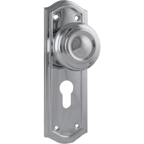 Door Knob Kensington Euro Pair Chrome Plated H175xP57xW58mm in Chrome Plated