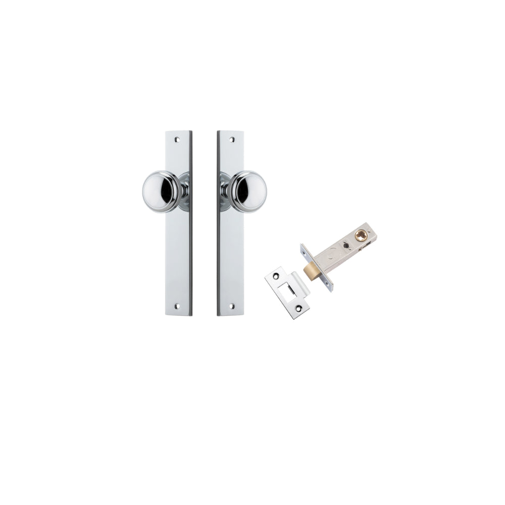 Door Knob Paddington Rectangular Latch Polished Chrome H240xW38xP68mm Passage Kit Tube Latch Split Cam 'T' Striker Polished Chrome Backset 60mm in Polished Chrome