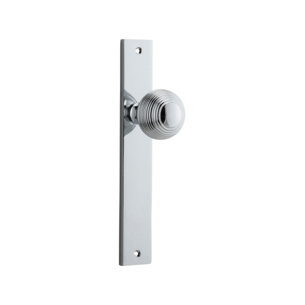 Door Knob Guildford Rectangular Latch Polished Chrome H240xW38xP60mm in Polished Chrome