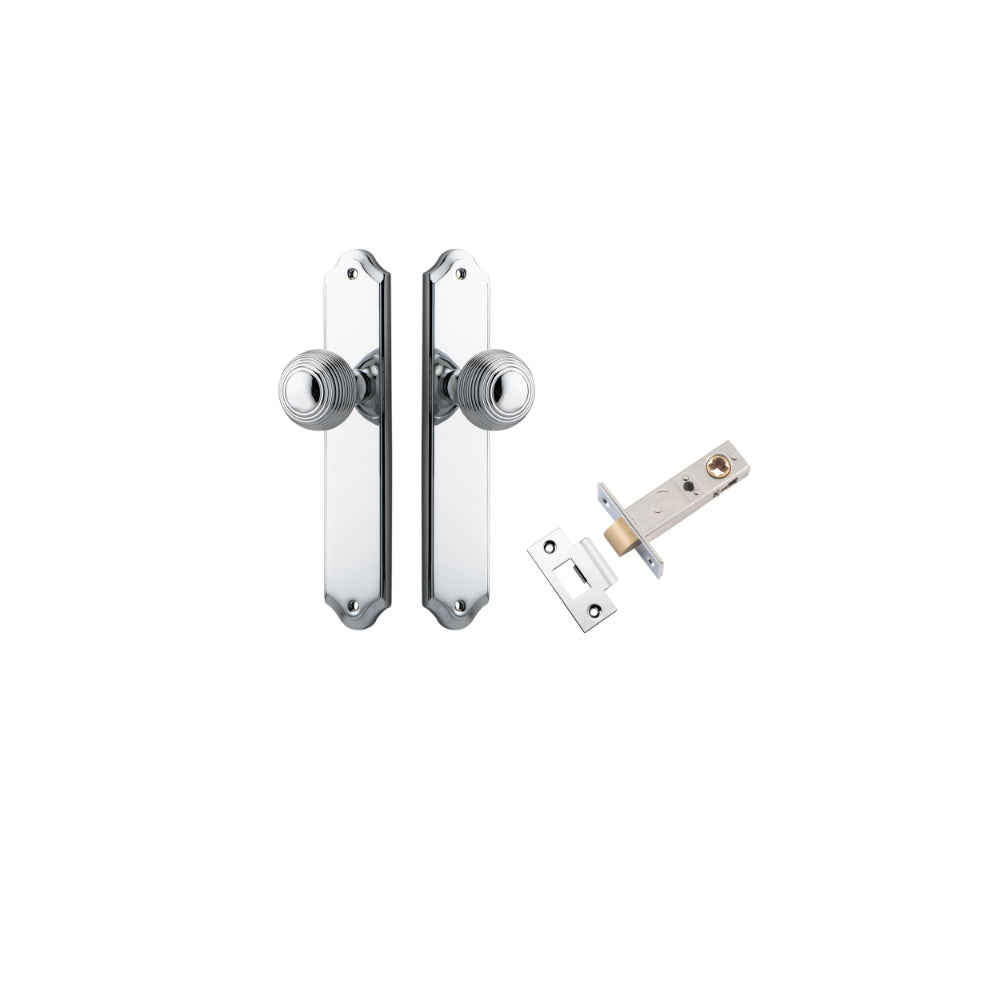 Door Knob Guildford Shouldered Latch Polished Chrome H240xW50xP60mm Passage Kit, Tube Latch Split Cam 'T' Striker Polished Chrome Backset 60mm in Polished Chrome