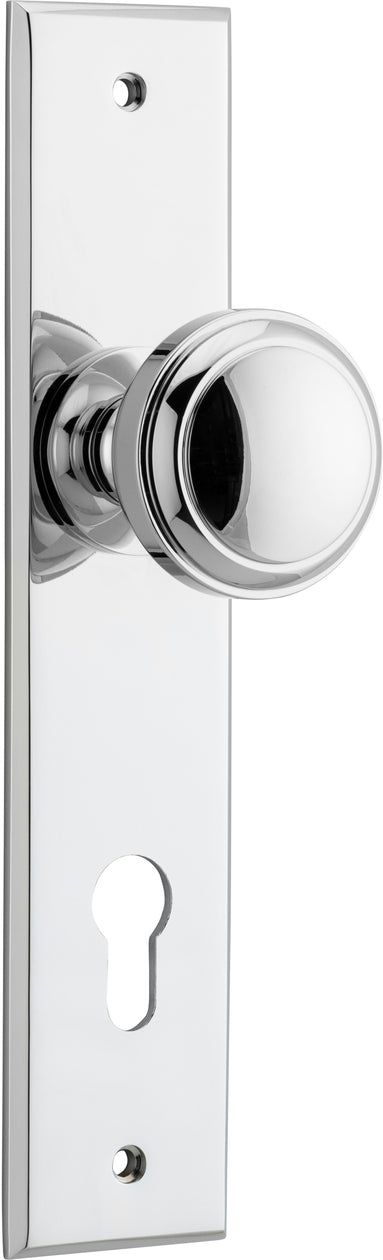 Door Knob Paddington Chamfered Euro Polished Chrome H240xW50xP63mm in Polished Chrome