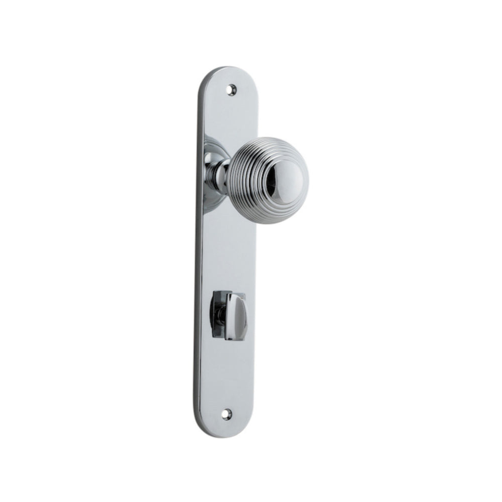 Door Knob Guildford Oval Privacy Polished Chrome CTC85mm H230xW40xP60mm in Polished Chrome