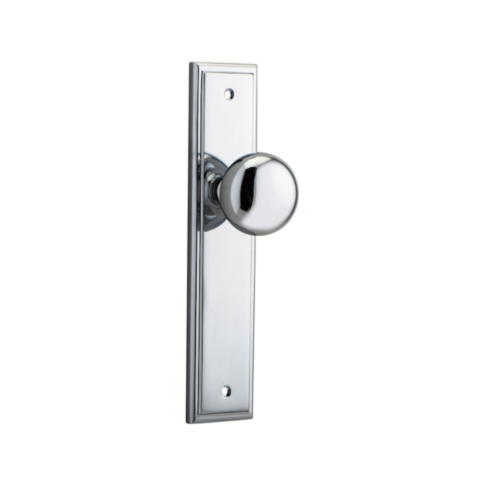 Door Knob Cambridge Stepped Latch Polished Chrome H237xW50xP67mm in Polished Chrome