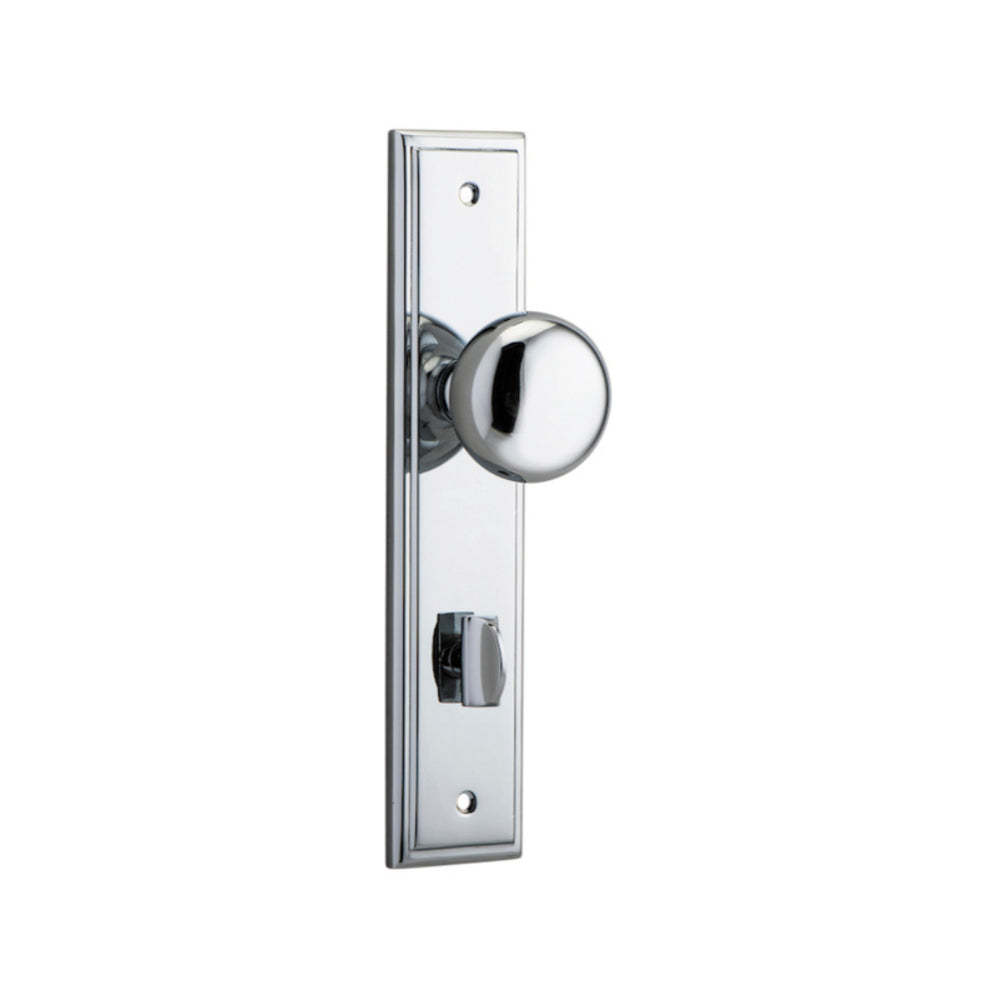 Door Knob Cambridge Stepped Privacy Polished Chrome CTC85mm H237xW50xP67mm in Polished Chrome