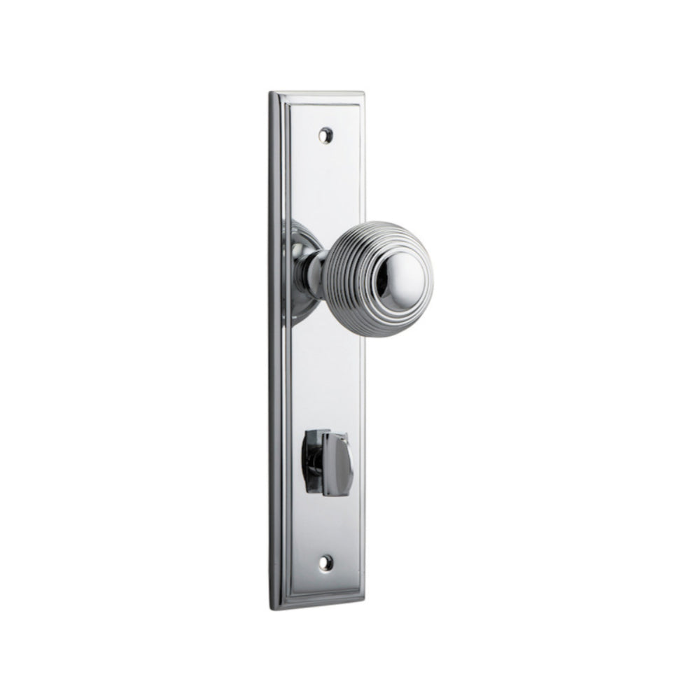 Door Knob Guildford Stepped Privacy Polished Chrome CTC85mm H237xW50xP60mm in Polished Chrome