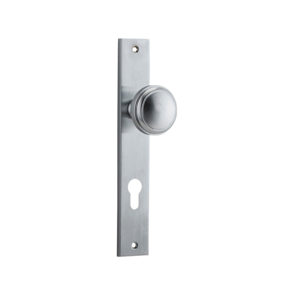Door Knob Paddington Rectangular Euro Brushed Chrome CTC85mm H240xW38xP68mm in Brushed Chrome