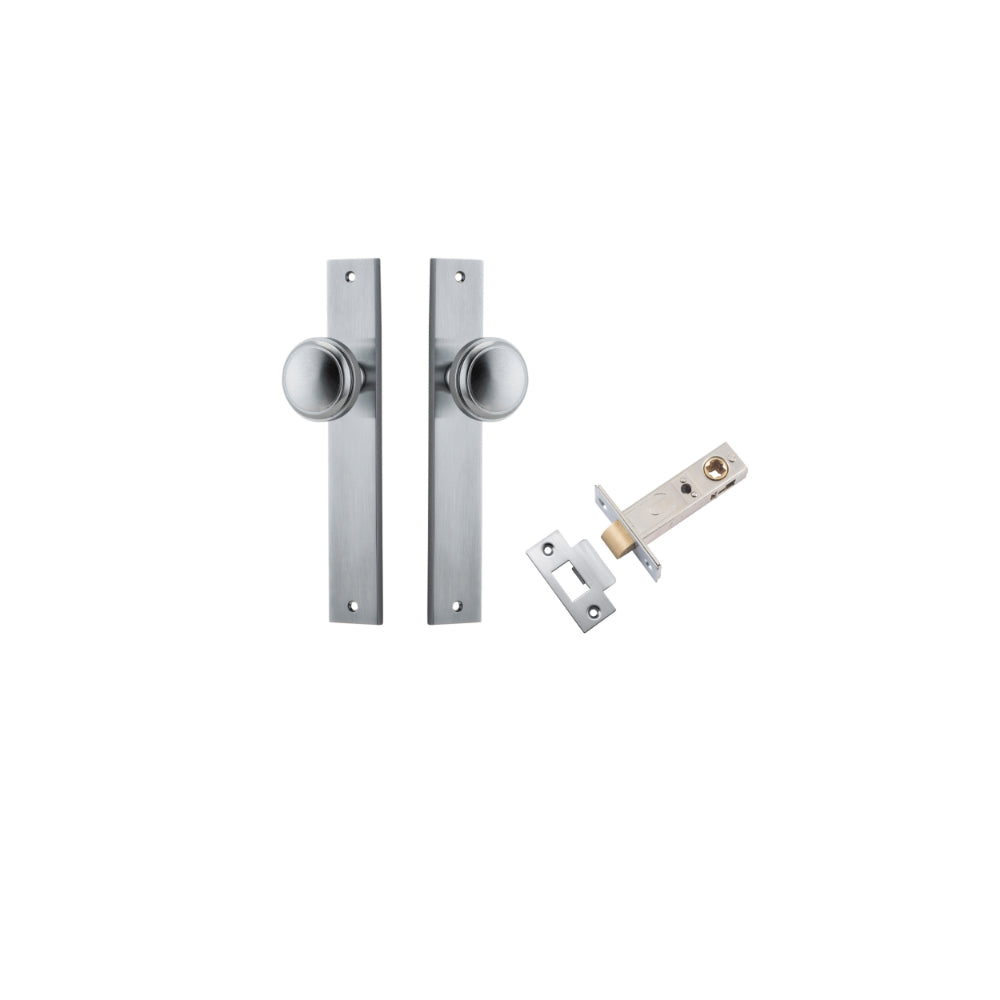 Door Knob Paddington Rectangular Latch Brushed Chrome H240xW38xP68mm Passage Kit Tube Latch Split Cam 'T' Striker Brushed Chrome Backset 60mm in Brushed Chrome