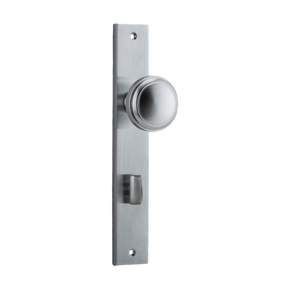 Door Knob Paddington Rectangular Privacy Brushed Chrome CTC85mm H240xW38xP68mm in Brushed Chrome