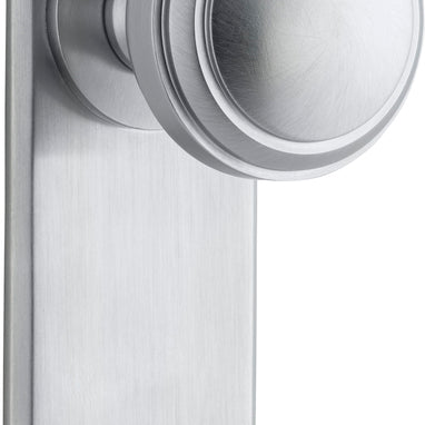 Door Knob Paddington Chamfered Latch Brushed Chrome H240xW50xP63mm in Brushed Chrome