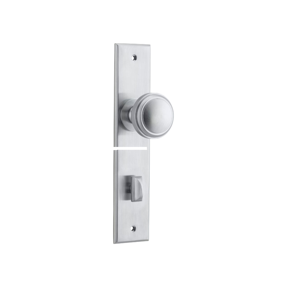 Door Knob Paddington Chamfered Privacy Brushed Chrome H240xW50xP63mm in Brushed Chrome