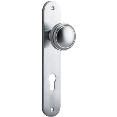Door Knob Paddington Oval Euro Brushed Chrome CTC85mm H237xW50xP68mm in Brushed Chrome