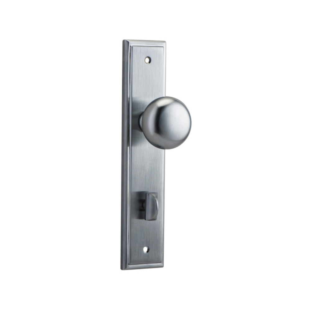 Door Knob Cambridge Stepped Privacy Brushed Chrome CTC85mm H237xW50xP67mm in Brushed Chrome