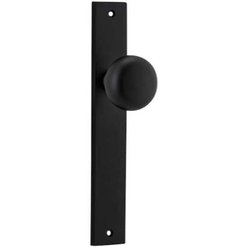 Door Knob Cambridge Rectangular Latch Matt Black H240xW38xP67mm in Matt Black