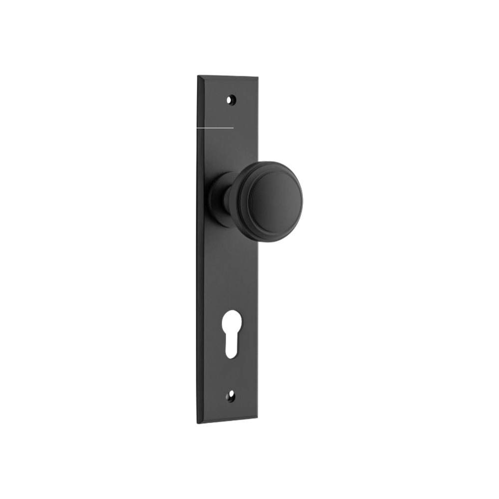 Door Knob Paddington Chamfered Euro Matt Black H240xW50xP63mm in Matt Black