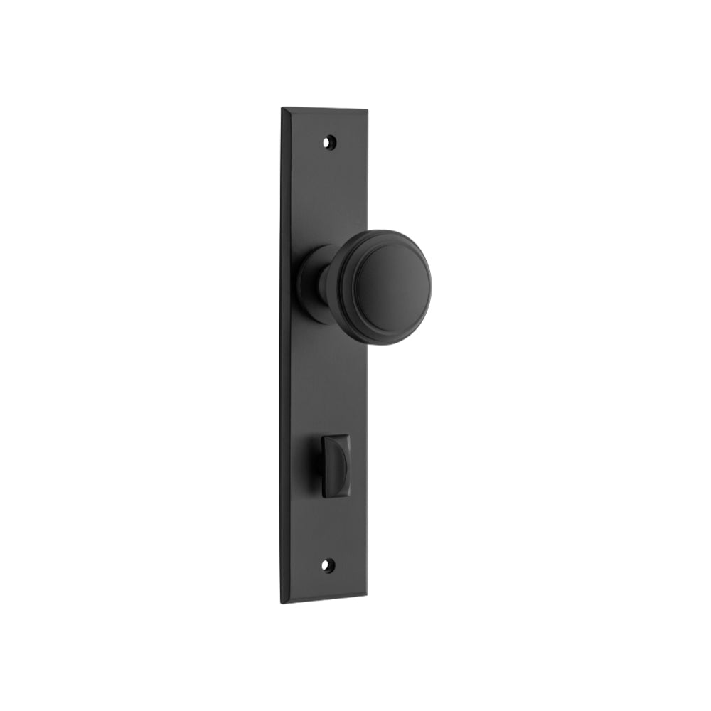 Door Knob Paddington Chamfered Privacy Matt Black H240xW50xP63mm in Matt Black