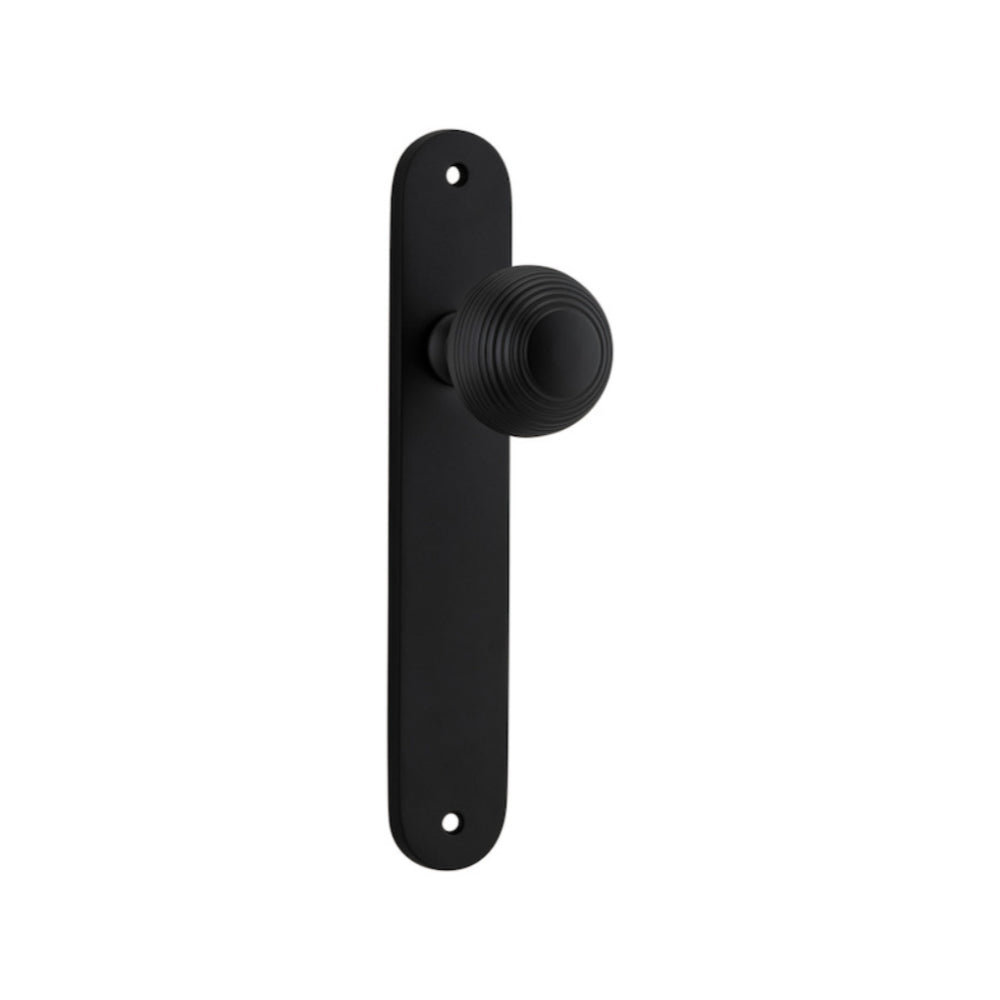 Door Knob Guildford Oval Latch Matt Black H230xW40xP60mm in Matt Black