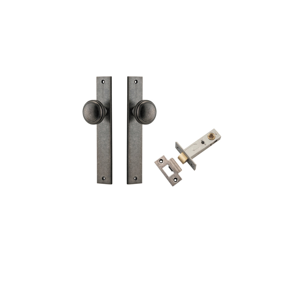 Door Knob Paddington Rectangular Latch Distressed Nickel H240xW38xP68mm Passage Kit Tube Latch Split Cam 'T' Striker Distressed Nickel Backset 60mm in Distressed Nickel