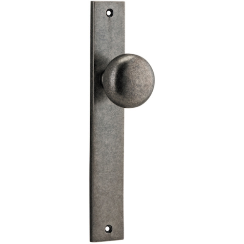 Door Knob Cambridge Rectangular Latch Distressed Nickel H240xW38xP67mm in Distressed Nickel