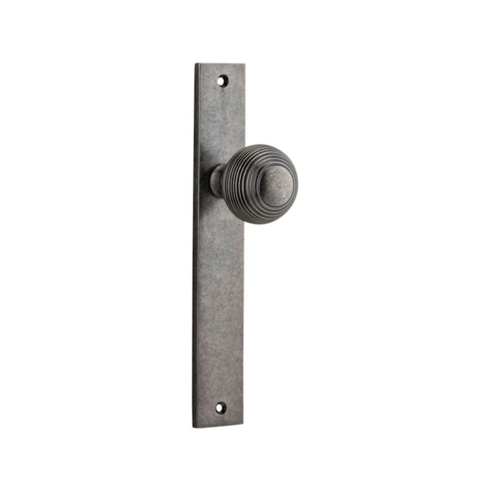 Door Knob Guildford Rectangular Latch Distressed Nickel H240xW38xP60mm in Distressed Nickel