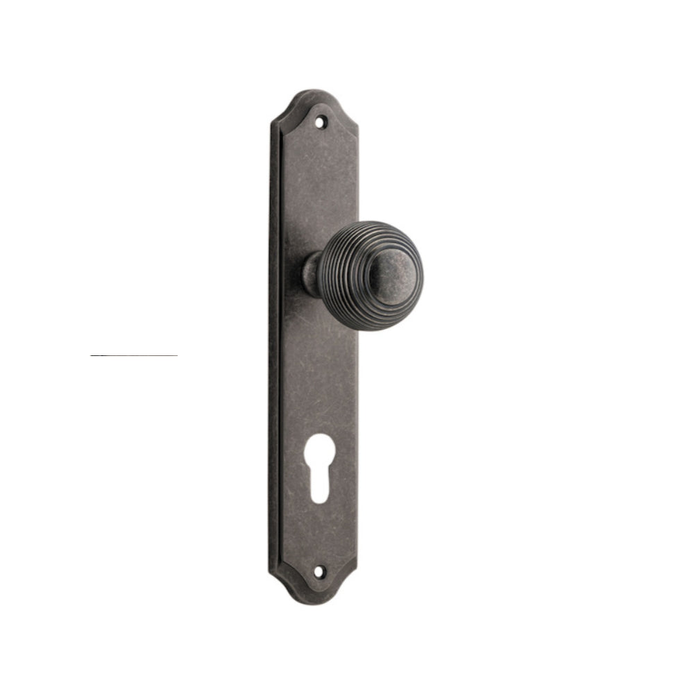 Door Knob Guildford Shouldered Euro Distressed Nickel CTC85mm H237xW50xP60mm in Distressed Nickel
