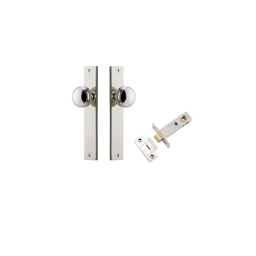 Door Knob Paddington Rectangular Latch Polished Nickel H240xW38xP68mm Passage Kit Tube Latch Split Cam 'T' Striker Polished Nickel Backset 60mm in Polished Nickel