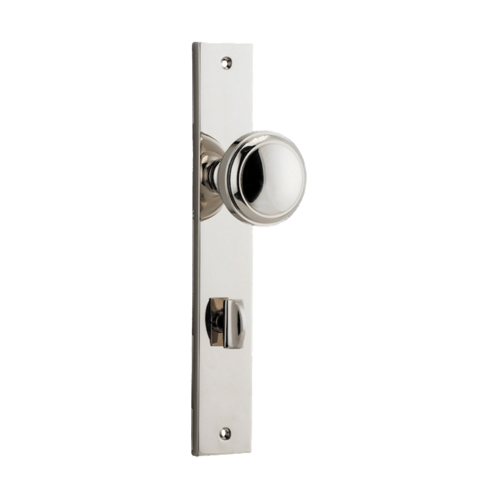 Door Knob Paddington Rectangular Privacy Polished Nickel CTC85mm H240xW38xP68mm in Polished Nickel
