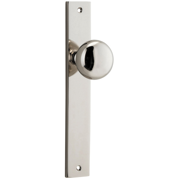 Door Knob Cambridge Rectangular Latch Polished Nickel H240xW38xP67mm in Polished Nickel