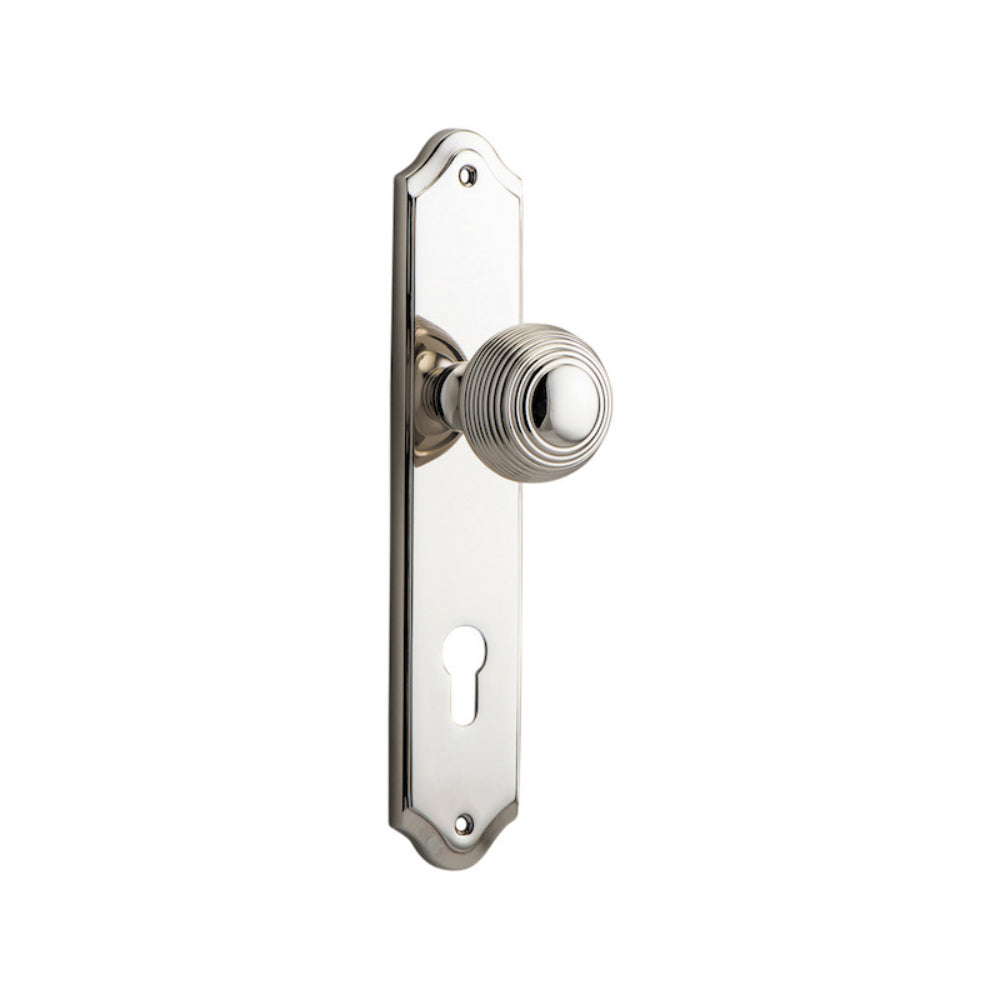 Door Knob Guildford Shouldered Euro Polished Nickel CTC85mm H237xW50xP60mm in Polished Nickel