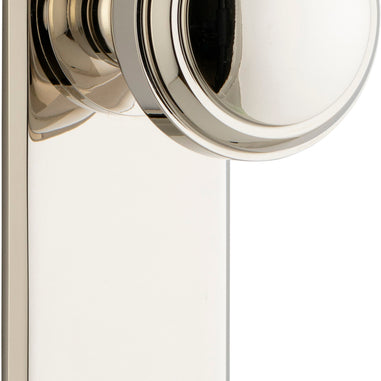 Door Knob Paddington Chamfered Latch Polished Nickel H240xW50xP63mm in Polished Nickel