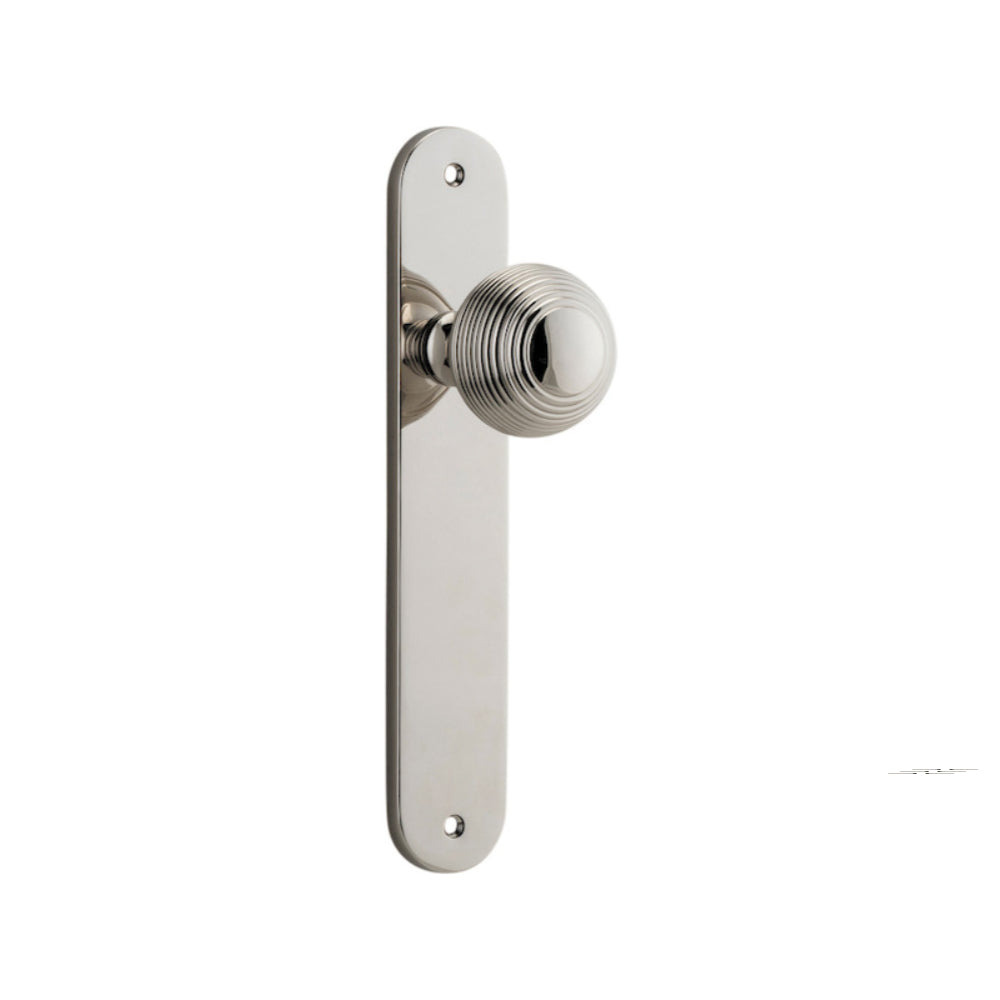 Door Knob Guildford Oval Latch Polished Nickel H230xW40xP60mm in Polished Nickel