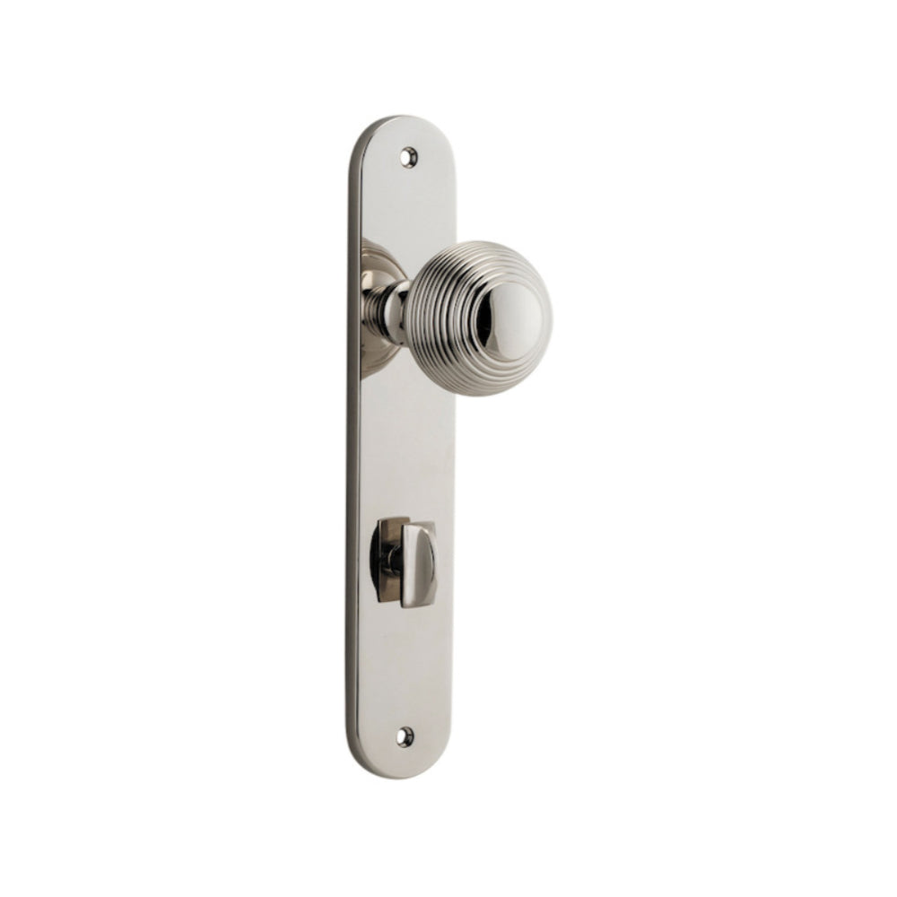 Door Knob Guildford Oval Privacy Polished Nickel CTC85mm H230xW40xP60mm in Polished Nickel